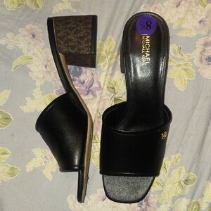 Michael Kors Black Mules with Logo Heel, New With Tags, Siz 8.5